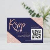 Cartons Réponse Rose or parties scintillant script bleu QR code rs (Debout devant)
