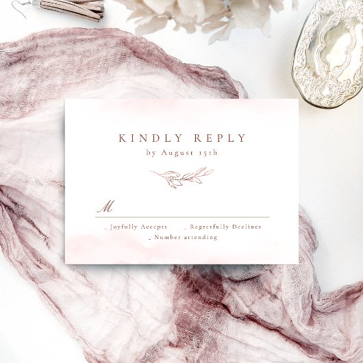Cartons Réponse Rose or simple élégance botanique feuille mariage