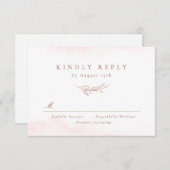 Cartons Réponse Rose or simple élégance botanique feuille mariage (Devant / Derrière)