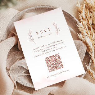 Cartons Réponse Rose or sobre élégant botanique code QR mariage