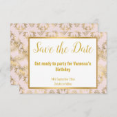 CARTONS RÉPONSE ROSE OR VICTORIEN ÉLÉGANT SAUVER LA DATE (Devant / Derrière)