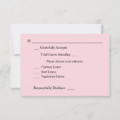 Cartons Réponse Rose Pâle & Fleurs Grises avec Repas de Mariage (Dos)