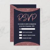 Cartons Réponse Rose Parties scintillant d'or Marine Circulaire bl (Devant / Derrière)