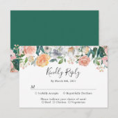 Cartons Réponse Rose pivoines Jardin Floral verdure Mariage (Devant / Derrière)