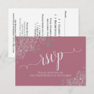 Cartons Réponse Rose Poussiéreuse Calligraphie Élégante Mariage Vo