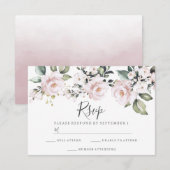 Cartons Réponse Rose Poussiéreux Fleurs Rose Mariage Engagement (Devant / Derrière)