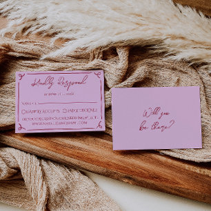 Cartons Réponse Rose Raspberry Coloré Mariage Rétro Écrit à la Mai