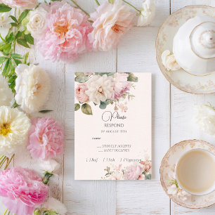 Cartons Réponse Rose romantique à fleurs aquarelle mariage
