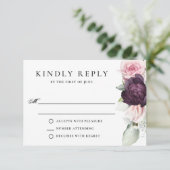 Cartons Réponse Rose romantique Aquarelle Mariage botanique (Debout devant)