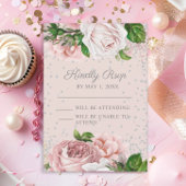 Cartons Réponse Rose rose Floral Parties scintillant d'argent