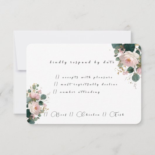 Cartons Réponse Rose Rose Garden Eucalyptus Mariage (Dos)