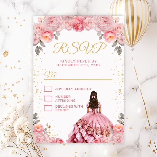 Cartons Réponse Rose Rose princesse Floral Quinceañera