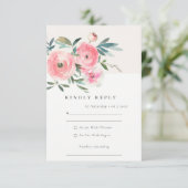 Cartons Réponse Rose rose vert Aquarelle Mariage floral (Debout devant)