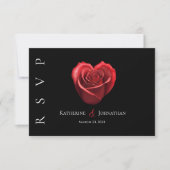 Cartons Réponse Rose rouge en forme de coeur moderne-RSVP-Mariage- (Devant)