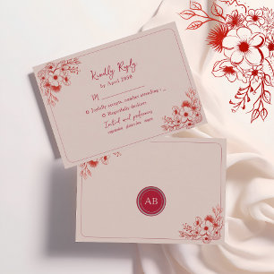 Cartons Réponse Rose Rouge Floral Élégant