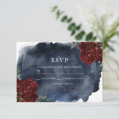 Cartons Réponse Rose rouge romantique et Mariage d'aquarelle marin (Debout devant)