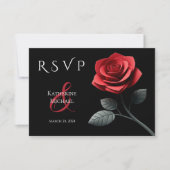 Cartons Réponse Rose rouge-RSVP-Mariage- (Devant)