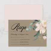 CARTONS RÉPONSE ROSE RUSTIQUE KRAF BOUQUET FLORAL A L'AQUARELLE RS (Devant / Derrière)