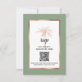 Cartons Réponse Rose Sage Gold Copper Palm Tree QR Code Mariage (Devant)