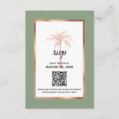 Cartons Réponse Rose Sage Gold Copper Palm Tree QR Code Mariage (Devant)