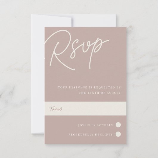 Cartons Réponse Rose Taupe | Script filigrane traditionnel (Devant)
