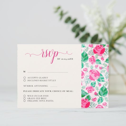 Cartons Réponse Rose Vert Rose Pétales Fleurs Jardin Mariage (Debout devant)