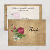 Cartons Réponse Rose Vintage élégant, Magenta/Brown (Devant / Derrière)