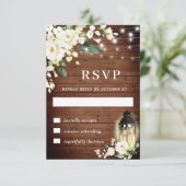 Cartons Réponse Roses blanches d'ivoire Lanterne en bois rustique (Debout devant)