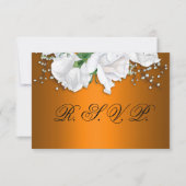 Cartons Réponse Roses blanches élégantes et Mariage orange métalli (Devant)