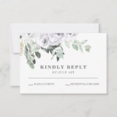 Cartons Réponse Roses blanches et mariage floral vert (Devant)