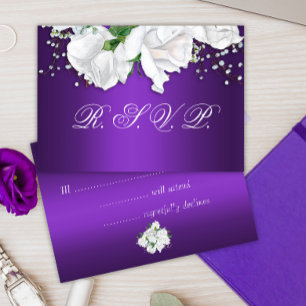 Cartons Réponse Roses blanches et violet profond