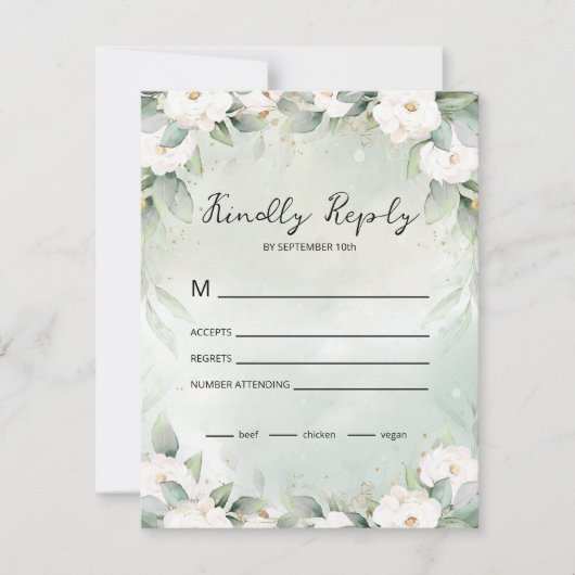 Cartons Réponse Roses blanches Eucalyptus Feuilles (Devant)