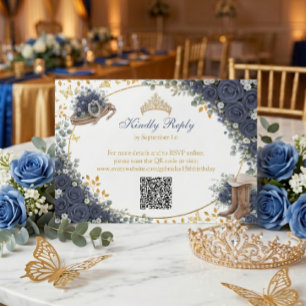 Cartons Réponse Roses bleues de la marine occidentale Quinceañera 