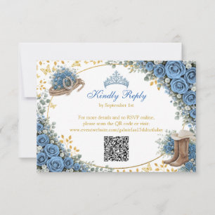 Cartons Réponse Roses bleues occidentales Quinceañera Country doré