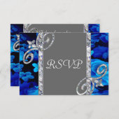 Cartons Réponse Roses Bleus brillants et Mariage Diamants CST2 (Devant / Derrière)