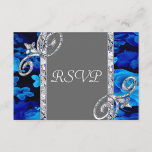 Cartons Réponse Roses bleus brillants et remous de diamant