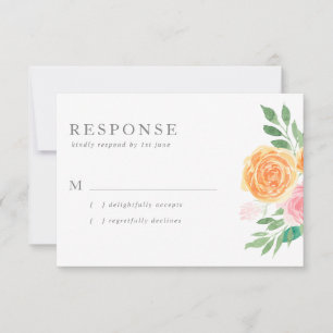 Cartons Réponse Roses d'aquarelle rose et orange