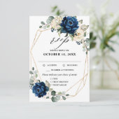 Cartons Réponse Roses d'ivoire de Champagne blanc de la Marine (Debout devant)