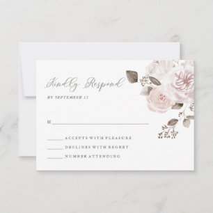Cartons Réponse Roses et pivoines roses vintages   Mariage