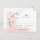 Cartons Réponse Roses Rose Pâle Pastel Lavis Aquarelle Rose Clair (Devant / Derrière)
