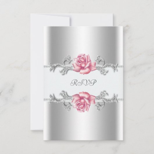 Cartons Réponse Roses roses roses Argent 25e anniversaire Mariage (Devant)