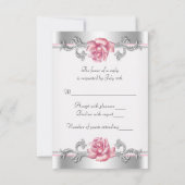 Cartons Réponse Roses roses roses Argent 25e anniversaire Mariage (Dos)