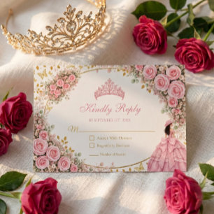 Cartons Réponse Roses roses roses en aquarelle Couronne de tiara d