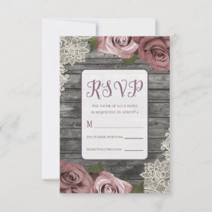 Cartons Réponse Roses Roses Roses Roses Roses Gris Mariage Dentell
