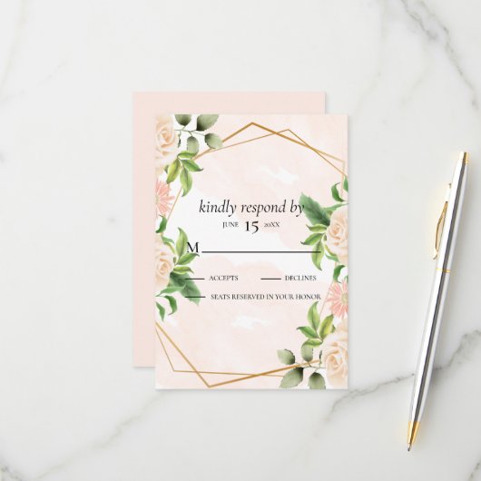 Cartons Réponse Roses roses sur cadre (Devant/Arrière en situation)