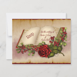 Cartons Réponse Roses rouges étincelants sur les pages de la Bible
