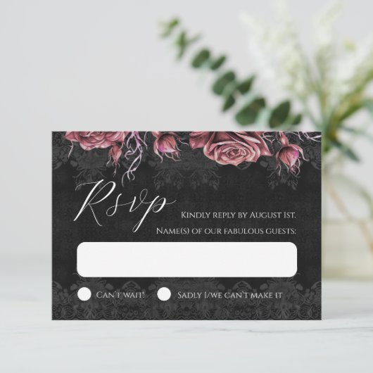 Cartons Réponse Roses rouges foncées Romantique victorienne gothiq (Debout devant)