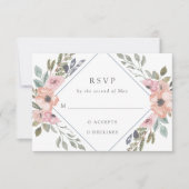 Cartons Réponse Roses subtils d'aquarelle | MARIAGE (Devant)