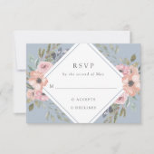Cartons Réponse Roses subtils d'aquarelle | Mariage bleu clair (Devant)