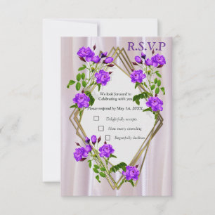 Cartons Réponse Roses violets d'aquarelle violette sur soie rose